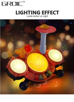 GROIC Kids Drum Toy with Music, Beats Flash Light and Adjustable Microphone, Electronic Musical Instruments Toys, Musical Instruments Playset Drum Set  - Image 3