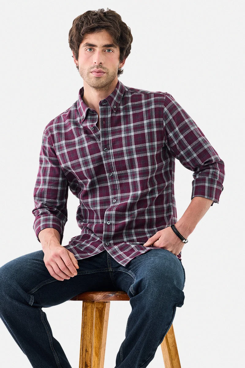 سنيتش قميص كاروهات قطن % بقصة ضيقة