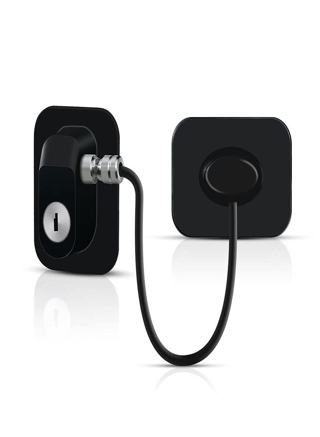 PIHARVA Child Safety Refrigerator Door Lock - Baby Proofing Lock with Key & Adhesive - Cable Lock for Fridge, Cabinets, Drawers, Cupboards, Wardrobe Toddler Safety Lock (Black Pack of 1) - Image 1