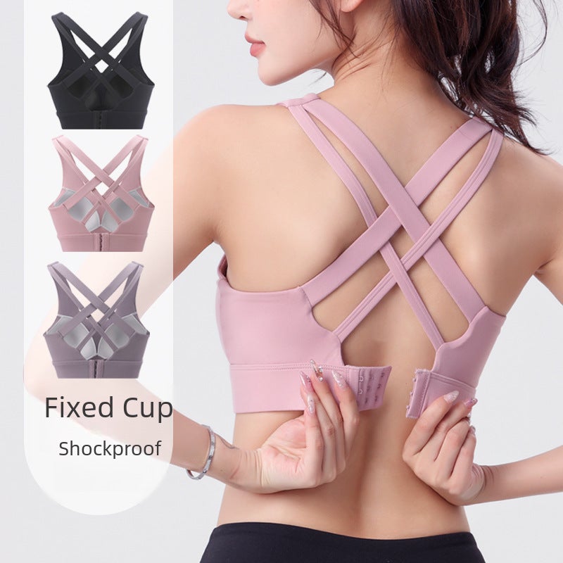 New Back Support Sports Bra for Yoga and Running Gray purple  - Image 3