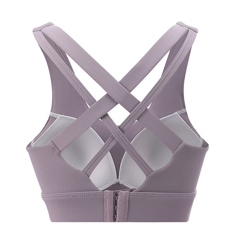 New Back Support Sports Bra for Yoga and Running Gray purple  - Image 1