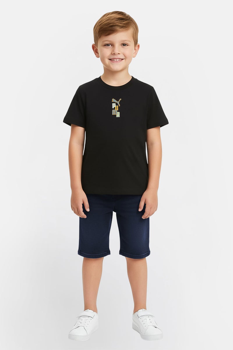 PUMA Kids Boy Sportswear Fit Embroidered Logo Outdoor T-Shirt, Black - Image 1