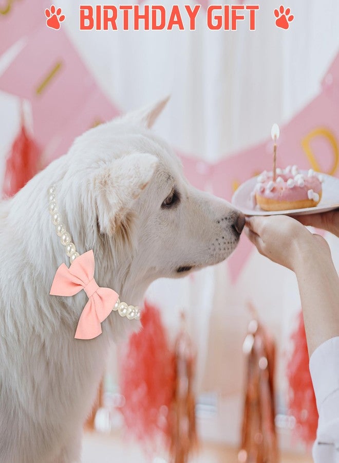 LEIFIDE Dog Pearls Collar Necklace Jewelry with Pink Bow Pendant Fancy Pearls Pet Collars Adjustable Dog Cat Necklace for Wedding Birthday Valentines Pet Grooming Party Costume Accessories(17 Inch) - Image 5