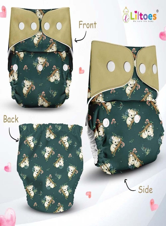 LILTOES Cloth Diapers For New Born Babies 0 to 3 Years | Freesize Adjustable and Reusable | Premium Cloth Nappies Pack of 1 (1 Cloth Diaper + 1 Insert) | (Dozing Koala) - Image 2