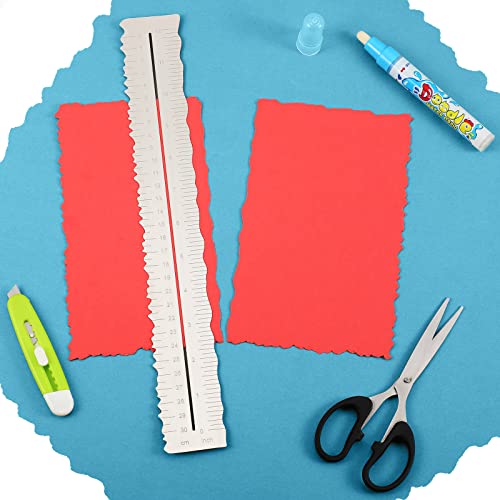 Geyee 3 Pcs Deckle Edge Ruler Tearing Ruler for Paper Crafts Metal Dual Stainless Steel 12 Inch Paper Cut Tool Irregular Edges Measuring Tool with Water Pen for School Scrapbook - Image 4