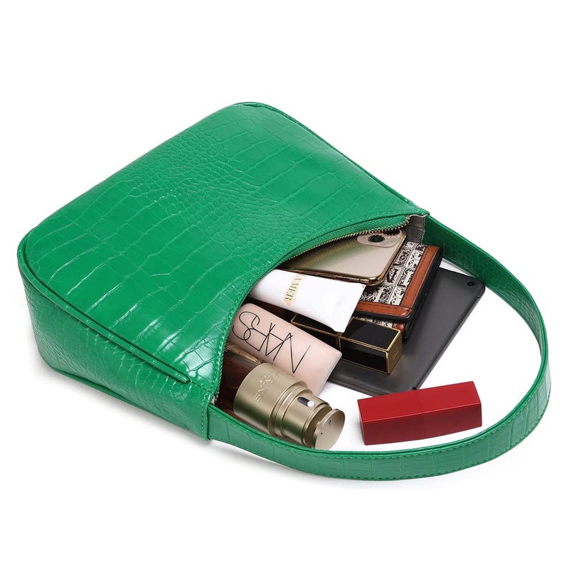 CYHTWSDJ Shoulder Bags for Women, Cute Hobo Tote Handbag Mini Clutch Purse with Zipper Closure (Crocodile Green) - Image 3