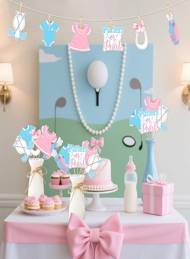 Cheerupp 24 Pcs Putters Or Pearls Table Centerpiece Sticks, Blue Or Pink Party Centerpiece Decorations, Golf Table Toppers for Gender Reveal Birthday Baby Shower Party Supplies - Image 3
