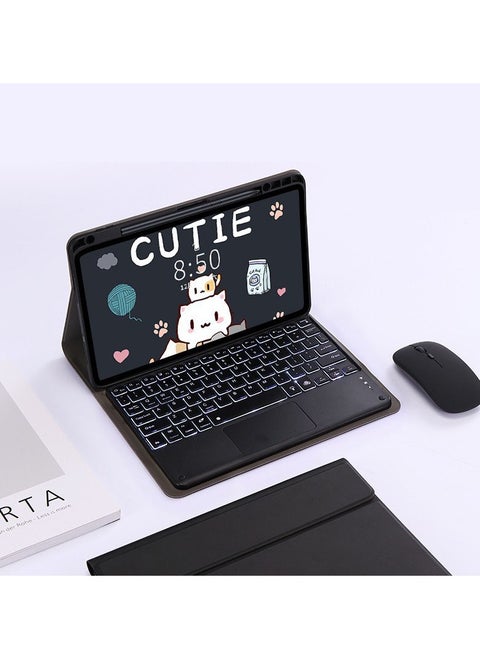 Arabic and English   Keyboard Compatible with Infinix  xpad 11 Inch Keyboard Case with Pen Holder, Detachable Wireless Bluetooth Touch Keyboard and Mouse
