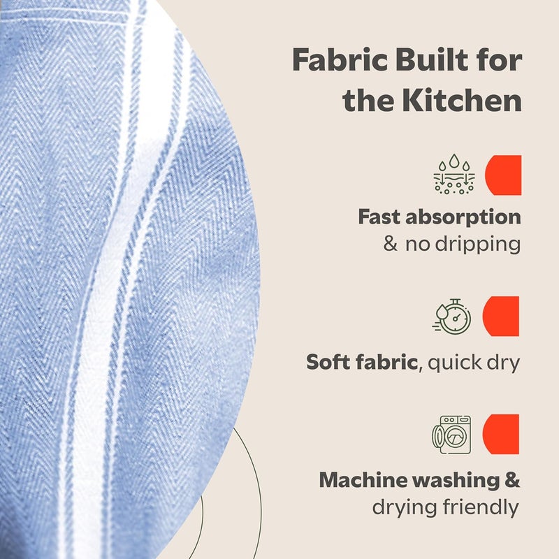 Zeppoli Classic Dish Towels - 15 Pack - 14" by 25" - 100% Cotton Kitchen Towels - Reusable Bulk Cleaning Cloths - Blue Hand Towels - Super Absorbent - Machine Washable - Image 4