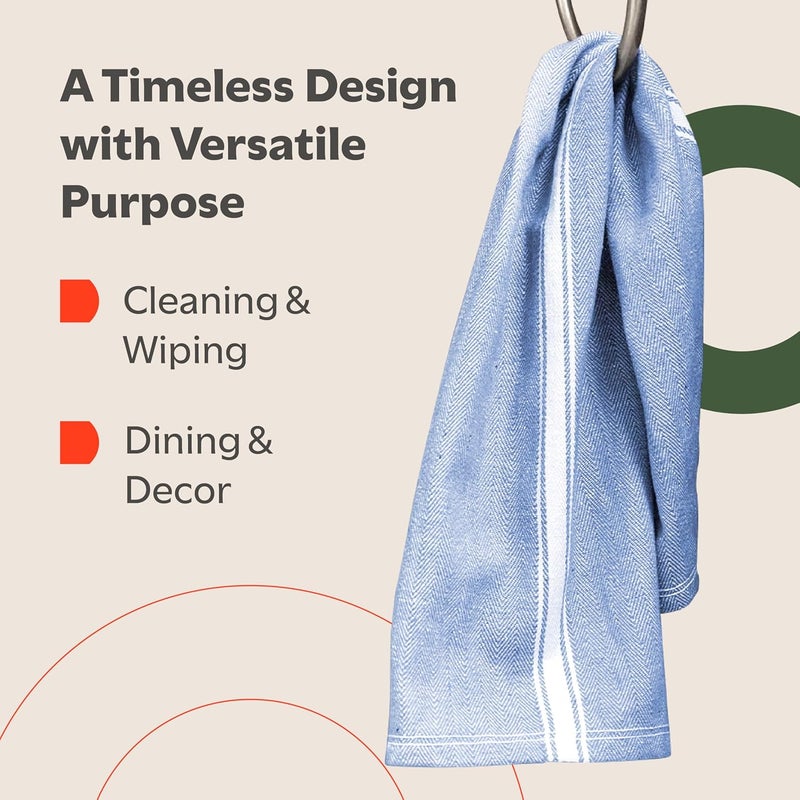 Zeppoli Classic Dish Towels - 15 Pack - 14" by 25" - 100% Cotton Kitchen Towels - Reusable Bulk Cleaning Cloths - Blue Hand Towels - Super Absorbent - Machine Washable - Image 5