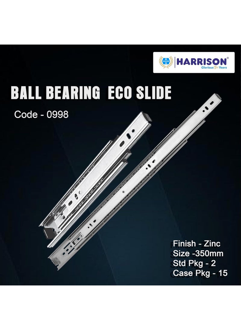 Harrison Harrison Telescopic Ball Bearing Eco Slide 0998 Drawer Channel Stainless Steel 14 inch Soundless Modular Kitchen Drawer Slides Rust Free Load Bearing Capacity 35 kg Furniture Hardware  - Image 2