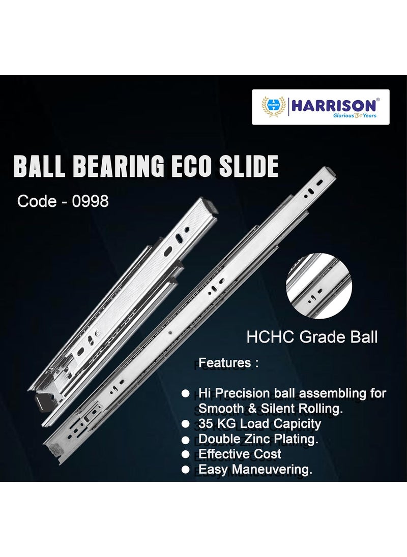 Harrison Harrison Telescopic Ball Bearing Eco Slide 0998 Drawer Channel Stainless Steel 14 inch Soundless Modular Kitchen Drawer Slides Rust Free Load Bearing Capacity 35 kg Furniture Hardware  - Image 3