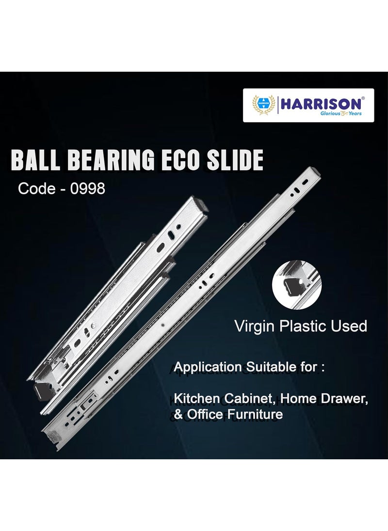 Harrison Harrison Telescopic Ball Bearing Eco Slide 0998 Drawer Channel Stainless Steel 14 inch Soundless Modular Kitchen Drawer Slides Rust Free Load Bearing Capacity 35 kg Furniture Hardware  - Image 4