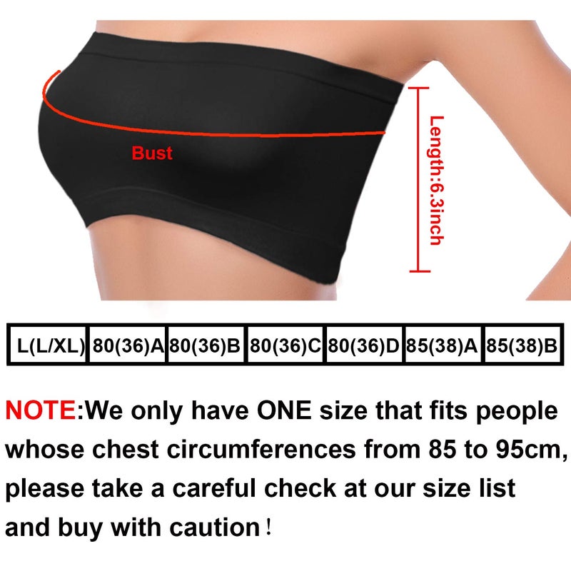 Cooraby Cooraby 4 Pack Women Tube Tops Summer Non-Padded Seamless Bra, 4 Colors  - Image 2
