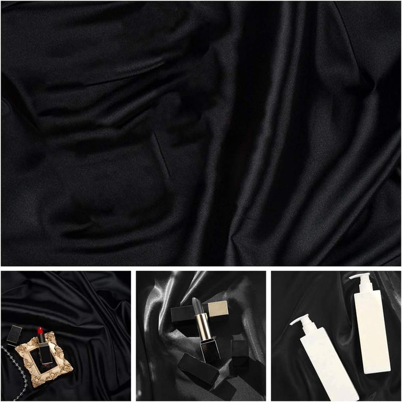 klarako Photography Backdrop Solid Color Artificial Silk Mercerized Cloth Shoot Background Studio Photo Props for Jewelry Ring Cosmetics klarako27.56x39.37inch klarakoBlack - Image 2