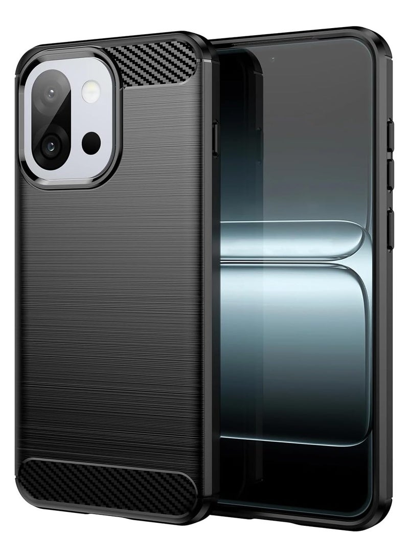 general Case Compatible with OnePlus 13T/OnePlus 13S Case, Carbon Fiber Brushed Texture Soft TPU Silicone Bumper Anti-Scratch Shockproof Protective Back Cover - Image 1