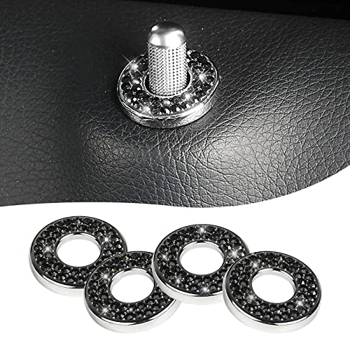 Sodcay 4 Pack Bling Car Inner Door Lock Covers, Rhinestones Pull Rod Bolt Decoration Stickers, Auto Universal Sparkly Door Bolt Cap, Compatible with Mercedes-Benz A/B/C/D/E Class (Black) - Image 1