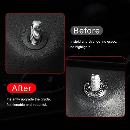 Sodcay 4 Pack Bling Car Inner Door Lock Covers, Rhinestones Pull Rod Bolt Decoration Stickers, Auto Universal Sparkly Door Bolt Cap, Compatible with Mercedes-Benz A/B/C/D/E Class (Black) - Image 4