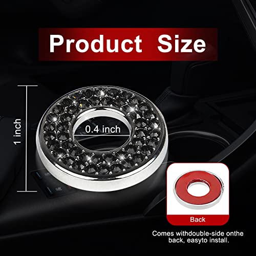 Sodcay 4 Pack Bling Car Inner Door Lock Covers, Rhinestones Pull Rod Bolt Decoration Stickers, Auto Universal Sparkly Door Bolt Cap, Compatible with Mercedes-Benz A/B/C/D/E Class (Black) - Image 2
