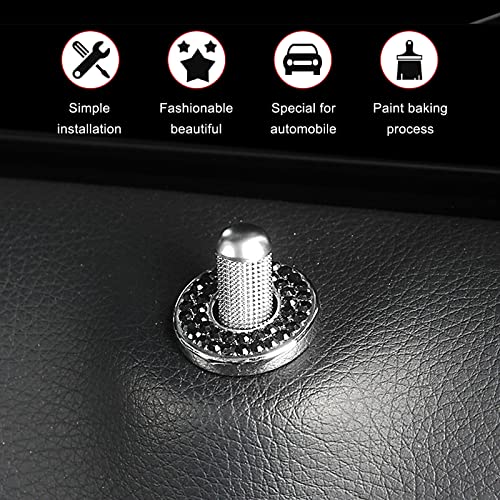Sodcay 4 Pack Bling Car Inner Door Lock Covers, Rhinestones Pull Rod Bolt Decoration Stickers, Auto Universal Sparkly Door Bolt Cap, Compatible with Mercedes-Benz A/B/C/D/E Class (Black) - Image 5