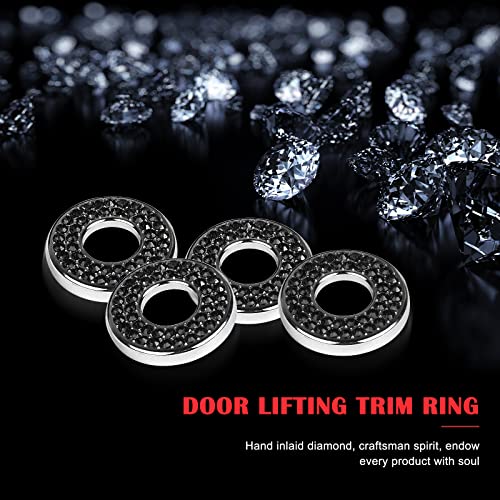 Sodcay 4 Pack Bling Car Inner Door Lock Covers, Rhinestones Pull Rod Bolt Decoration Stickers, Auto Universal Sparkly Door Bolt Cap, Compatible with Mercedes-Benz A/B/C/D/E Class (Black) - Image 3