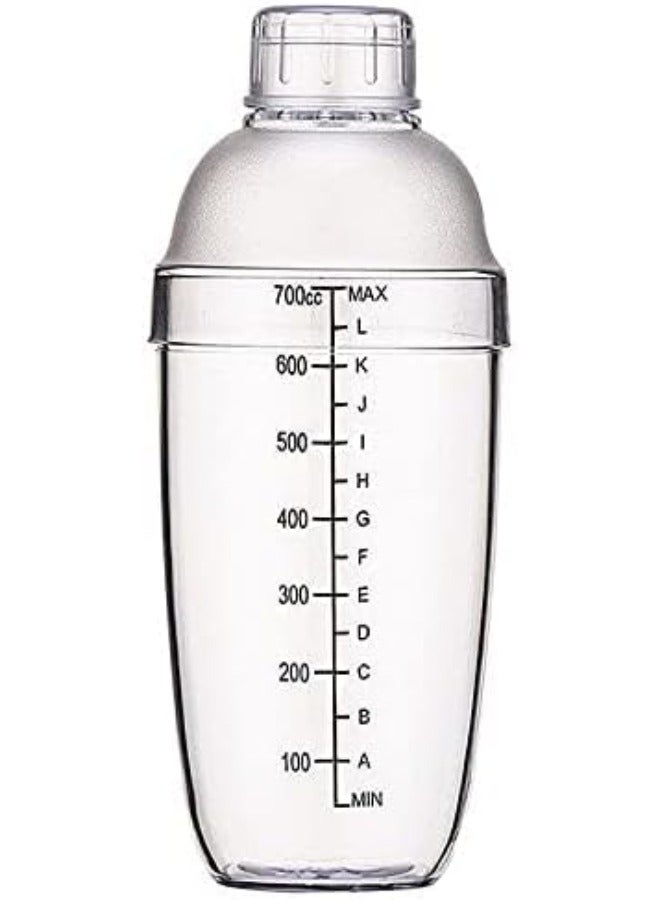 Coffee Transparent Shaker 700ml with Built In Strainer Drink Mixer with Scale Thickened Hand Shaker Cup Professional Mixing Tool