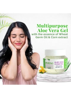 dhathri Aloe Vera Clear Gel Multipurpose Aloe Vera Gel For Face Body & Hair With The Essence Of Wheat Germ Oil & Corn Extract 100 Gm  - Image 3