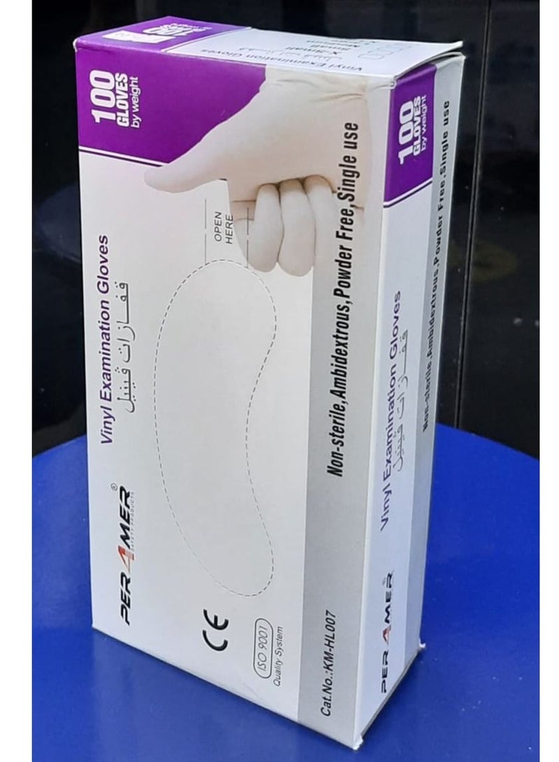بير4مير قفازات فحص الفينيل خالية من البودرة - Image 1