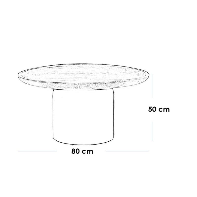 بيتك طاولة قهوة خشب طبيعي و قشرة الجوز بني واسود - 80×80×50 سم - Image 2