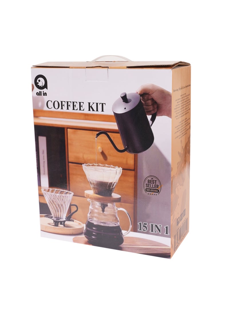 V60 15-piece distilling tool set with coffee bag