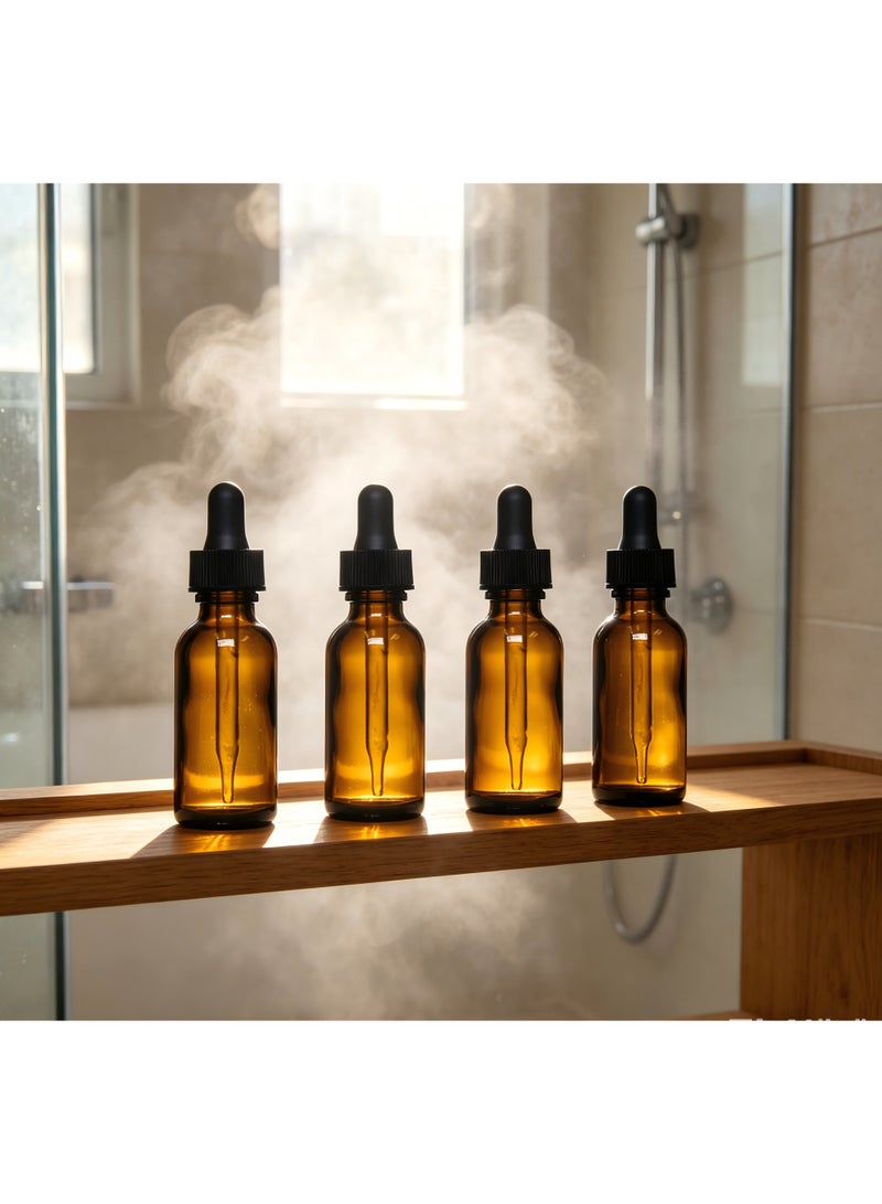 HPMY Amber Glass Bottles with Eye Droppers (1 oz, 4 pk) for Essential Oils, Colognes & Perfumes (Blank Labels Included) - Image 2