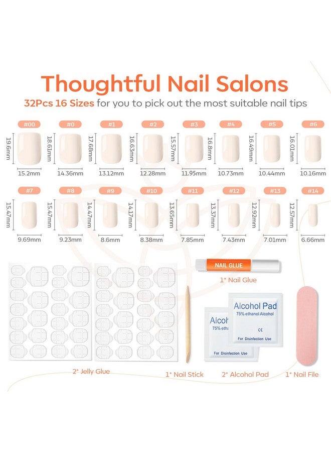 Modelones White Press on Nails, Short Square Fake Nails, Reusable Nail Kit with Nail Glue Adhesive Tabs Mini Nail File, Nails Press Ons 32Pcs16 Sizes, Valentine Gift - Image 5