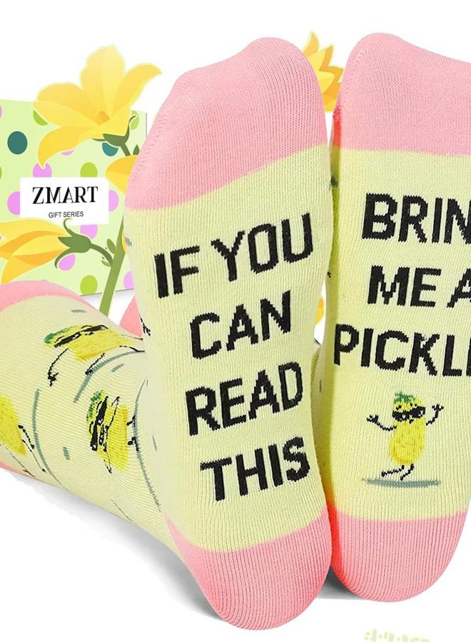 Zmart Funny Pickle Lover Gifts Pickle Socks, Funny Socks For Women With Sayings, If You Can Read This - Image 1