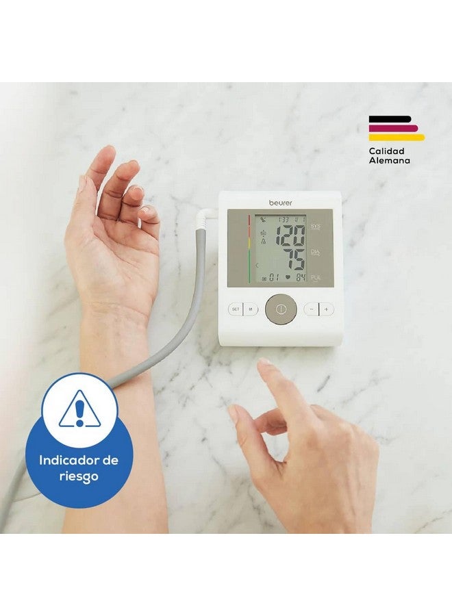Bm28 Blood Pressure Monitor With Adaptor Comes With Advance Features, Adjustable Cuff,Risk Indicator,Large Lcd Display(White)
