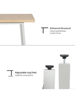 RIGID Steel Workstation Desk with Wooden Top Grey  - Image 3