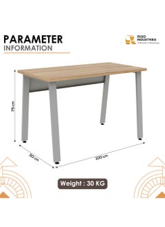 RIGID Steel Workstation Desk with Wooden Top Grey  - Image 2