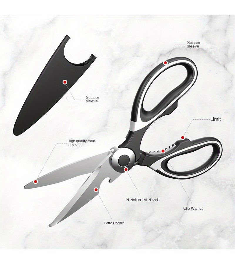 Multi Functional Kitchen Scissors Stainless Steel Strong Chicken Bone Scissors Food Accessories Grilled Meat Duck And Fish Bone Scissors Pink - Image 5