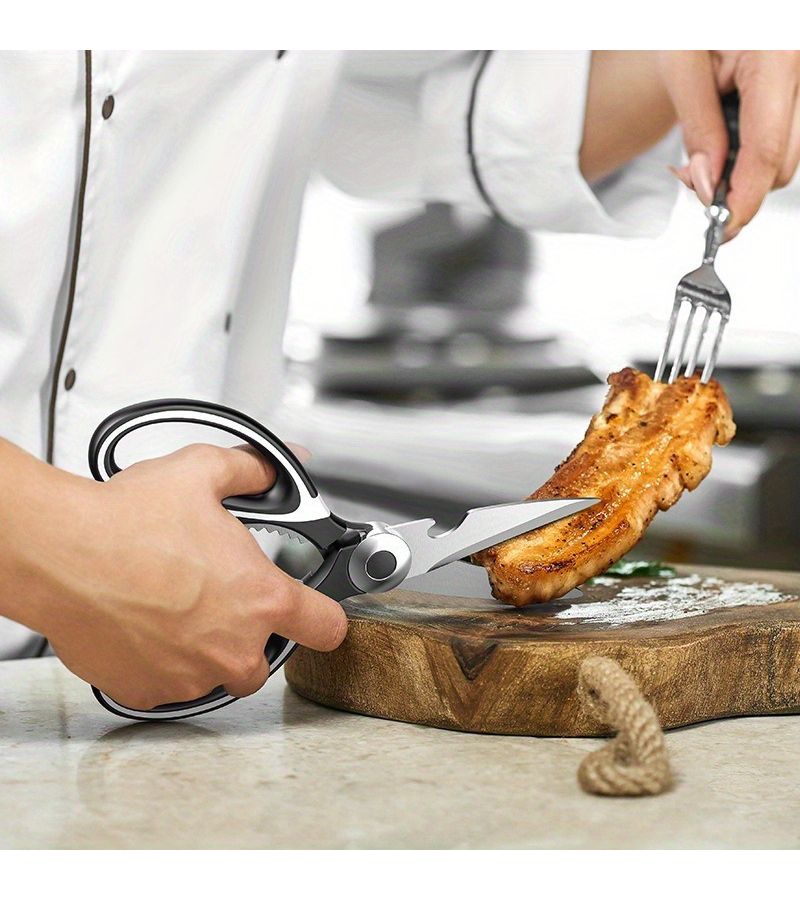 Multi Functional Kitchen Scissors Stainless Steel Strong Chicken Bone Scissors Food Accessories Grilled Meat Duck And Fish Bone Scissors Pink - Image 3
