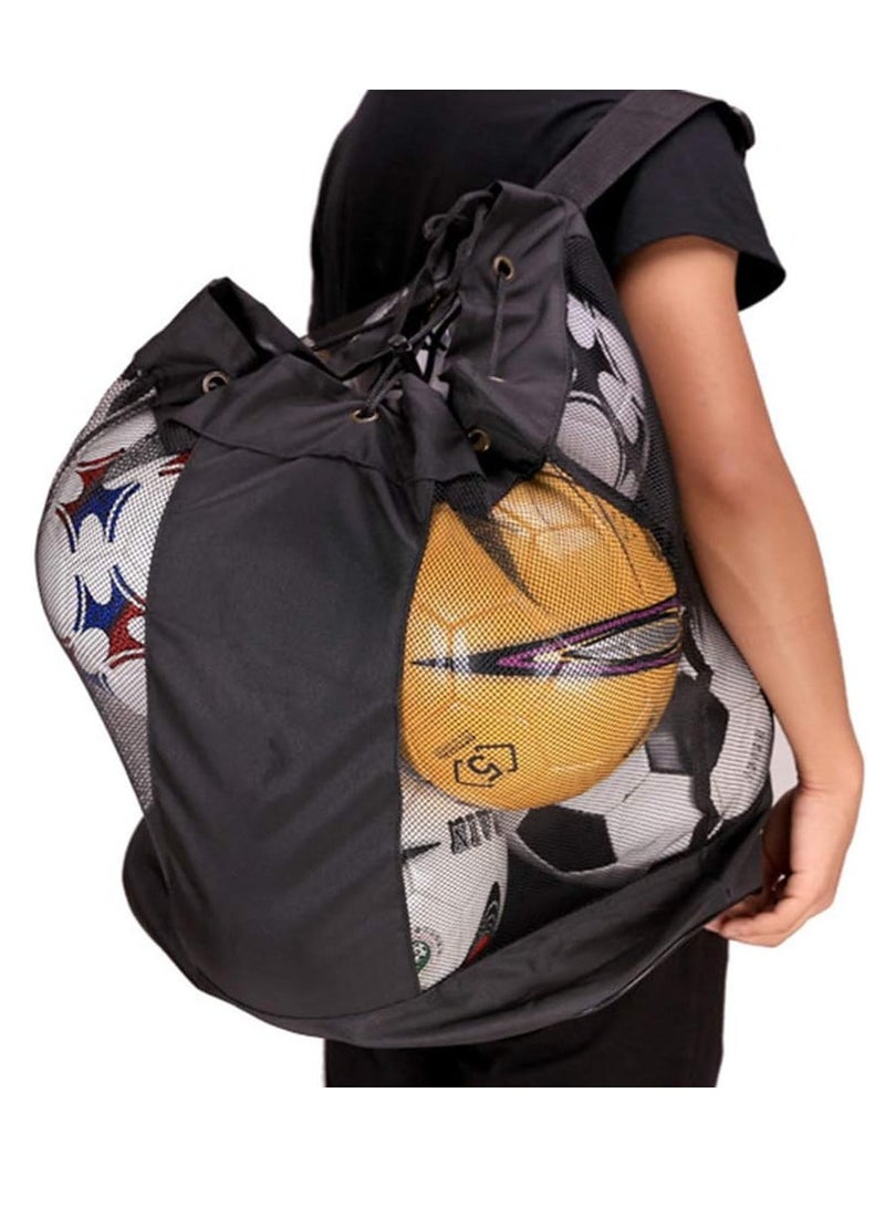 Generic Sports Ball Bag Sling Shoulder Strap Soccer Basketball Mesh Net Bag Drawstring Storage Bag - M - Image 2