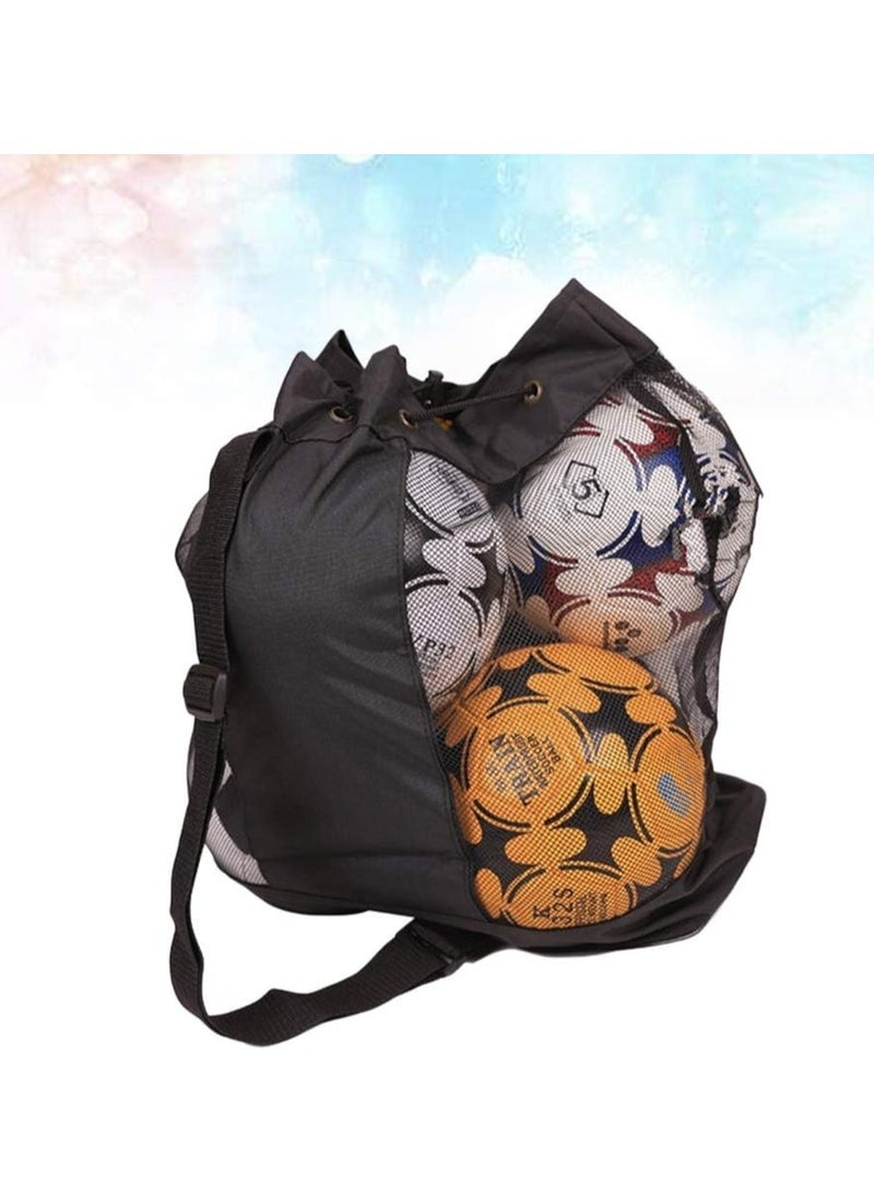 Generic Sports Ball Bag Sling Shoulder Strap Soccer Basketball Mesh Net Bag Drawstring Storage Bag - M - Image 5