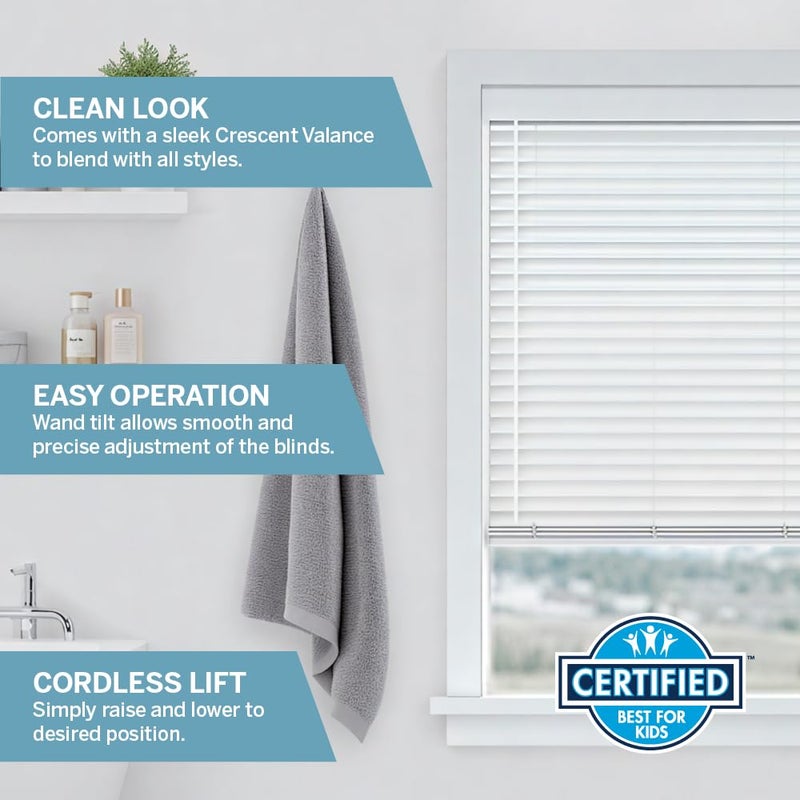 LEVOLOR Basics Cordless Light Filtering Faux Wood Blinds, 2â€ Blinds for Windows, Timeless Look, Fits up to 35â€ Width and 64â€ Length, Home Solution for Any Space or Room - Image 4