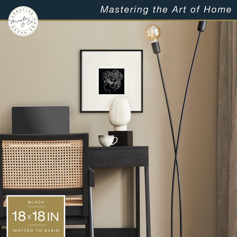 MCS Master & Co. Foundry Metal 18x18 Matted Picture Frame with 8x8 Photo Display, Black Vertical & Horizontal Wall Hanging Frame for Photos & Artwork (1-Pack) - Image 2