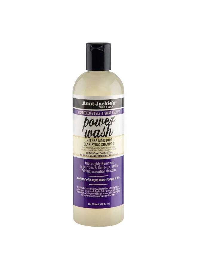 Aunt Jackie's Grapeseed Style and Shine Recipes Power Wash Intense Moisture Clarifying Hair Shampoo, 12oz. - Image 1