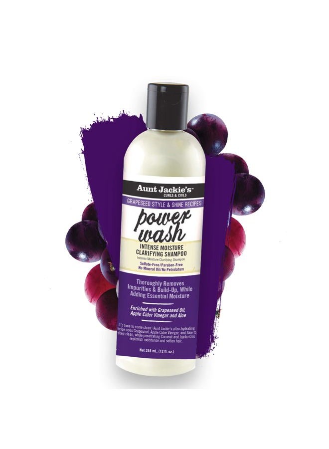 Aunt Jackie's Grapeseed Style and Shine Recipes Power Wash Intense Moisture Clarifying Hair Shampoo, 12oz. - Image 4