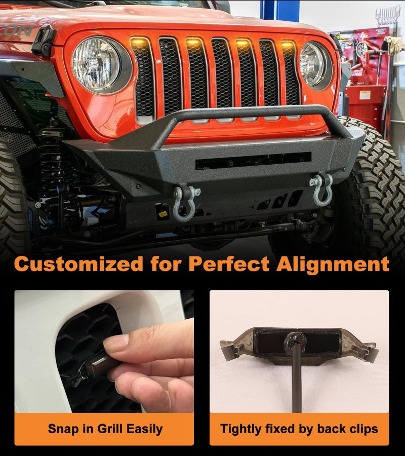 SDPVorn Grill Lights for Jeep Wrangler JL JLU Front Bumper Grille LED Running Marker Lamp Accessories (Amber, 2018-2023) - Image 3