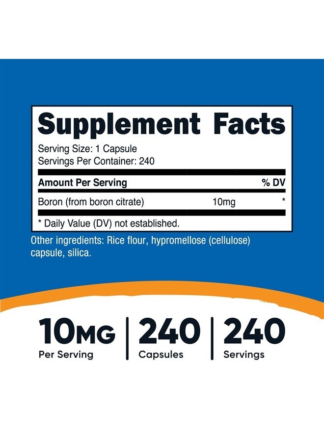 Nutricost كبسولات البورون 10 ملغ، 240 كبسولة نباتية، خالية من الغلوتين وغير معدلة وراثيًا - Image 2