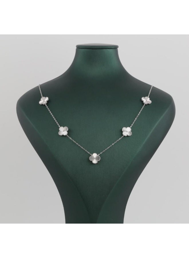 Luxuria 18K Gold Plated Stainless Steel Lucky Four-Leaf Clover Pendant for Women - Jewelry Gift Necklace for Women - Silver Colors - Image 1