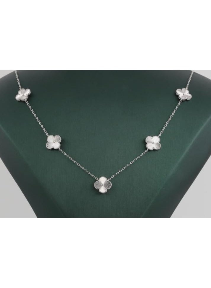 Luxuria 18K Gold Plated Stainless Steel Lucky Four-Leaf Clover Pendant for Women - Jewelry Gift Necklace for Women - Silver Colors - Image 2