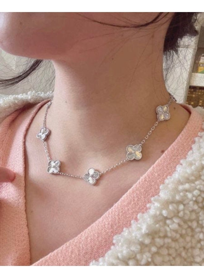 Luxuria 18K Gold Plated Stainless Steel Lucky Four-Leaf Clover Pendant for Women - Jewelry Gift Necklace for Women - Silver Colors - Image 3