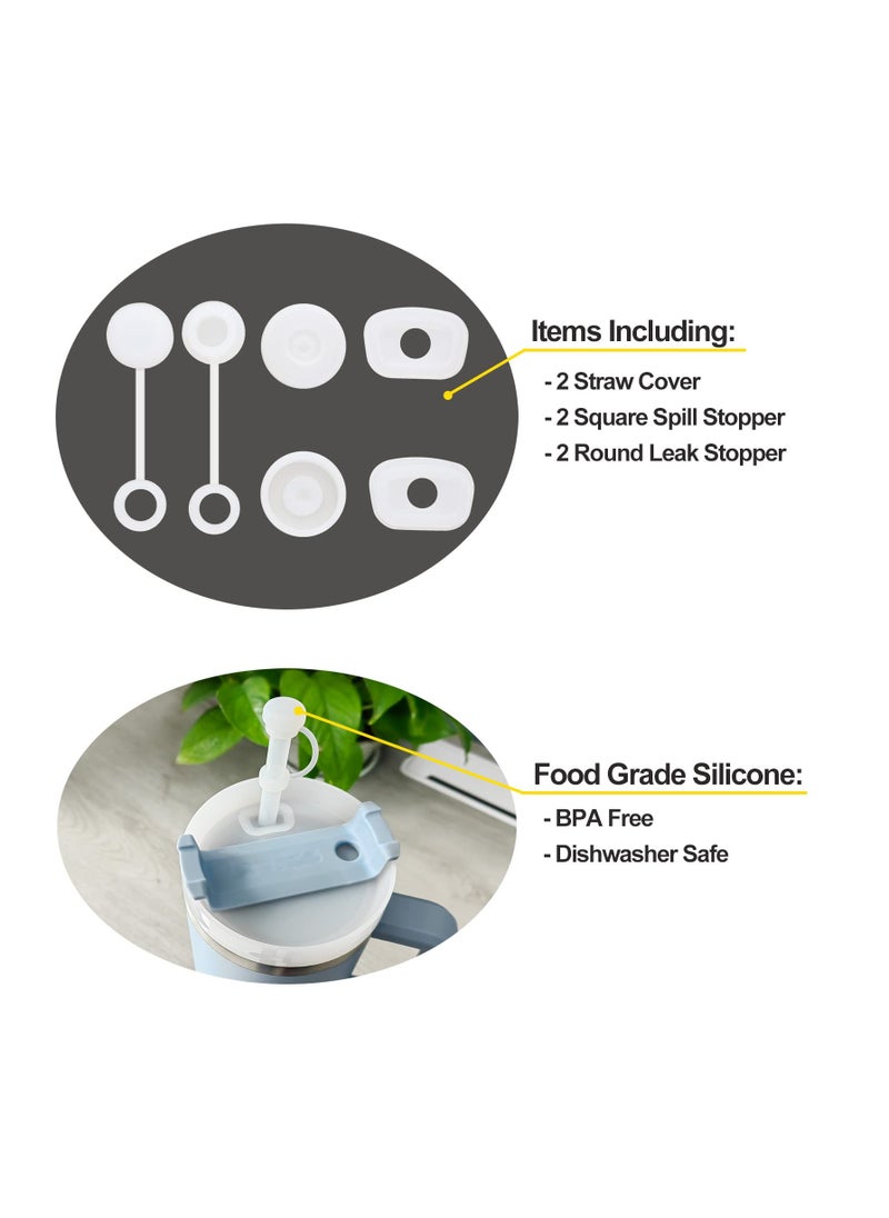 Arabest - Silicone Spill Stopper Set of 3, Compatible with Stanley Cup 1.0 40oz/ 30oz, Tumbler Accessories, Including 2 Straw Cover Cap, 2 Square Spill Stopper and 2 Round Leak Stopper - Image 1